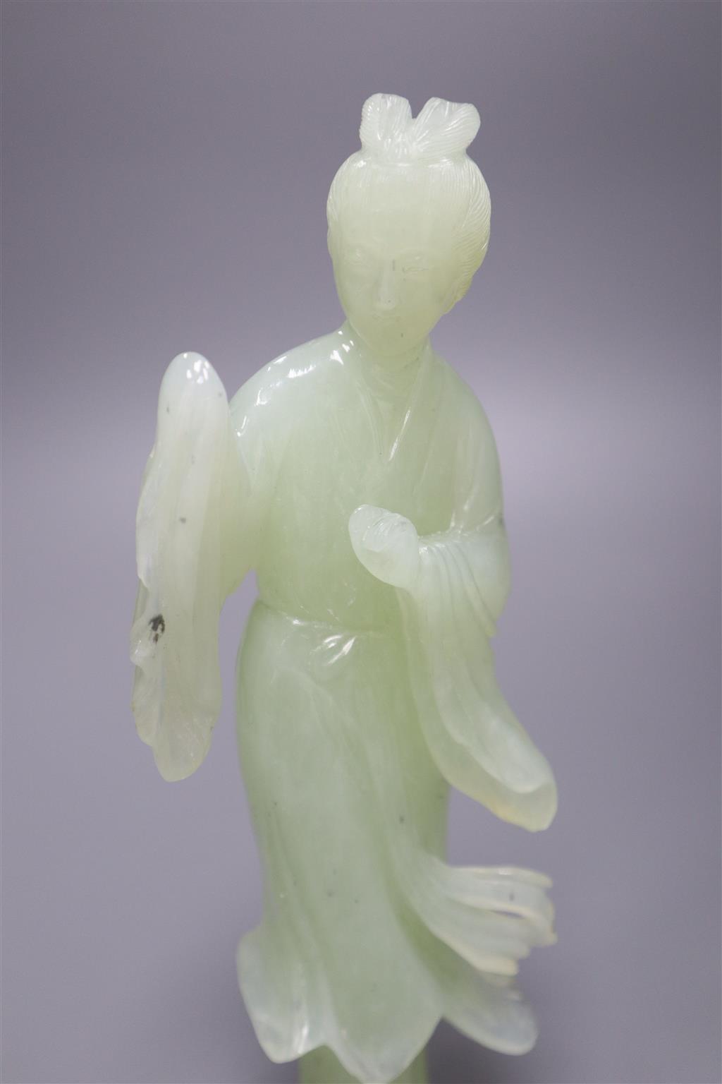A Chinese hardstone carving of a geisha, height 22cm